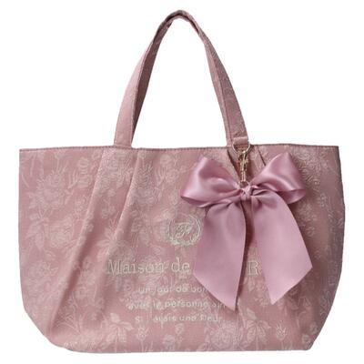 玫瑰日代 现货 maison de fleur 浮雕玫瑰花蝴蝶结手提单肩化妆包