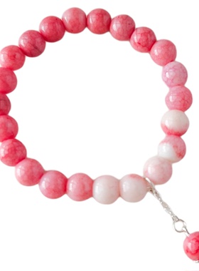 西瓜红陶瓷琉璃串珠手链