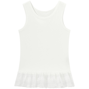 爱居兔蕾丝下摆拼接白色吊带女夏季新款甜美百搭背心上衣