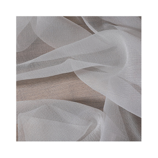 微肌理褶皱麻纱 纯白色绉纱透视垂顺礼服婚纱网布服装设计师布料