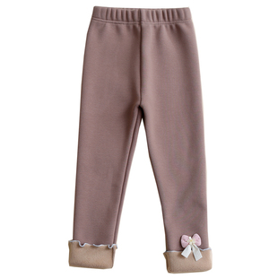女童加绒打底裤纯棉儿童裤子女孩外穿冬季加厚宝宝保暖棉裤九分裤