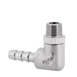 黄铜镀镍90度加厚可旋转活接外丝弯头宝塔水管连接皮管软管接头件