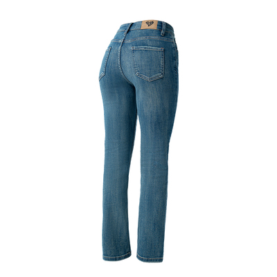 一乐女子力 烟管女士 复古水洗牛仔裤高腰显瘦法棍九分裤女