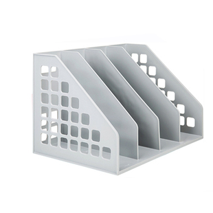 得力文件架一体式9840简易书立文件座加厚型资料架四栏办公收纳框