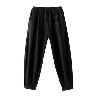 2025春夏新款棉麻灯笼裤女民族风纯色宽松大码肥腿裤萝卜休闲长裤