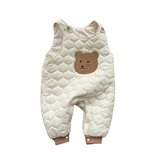 婴儿冬装夹棉连体衣男童加厚保暖休闲背带裤洋气女宝宝百搭裤子潮