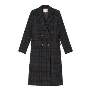 PSALTER诗篇英伦风中长款格纹大衣羊毛呢子外套2025冬季款