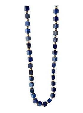 天然石青金石项链方块法式轻奢小众高级感蓝色串珠百搭甜酷锁骨链