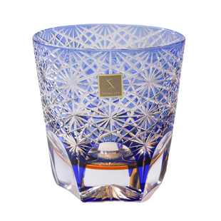 STARVISTA江户切子蓝雏菊手工雕刻水晶玻璃杯子洋酒杯威士忌礼物