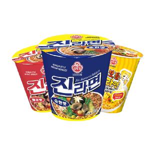 不倒翁韩国进口原味微辣+芝士+辣味金拉面3桶方便面速食杯装泡面