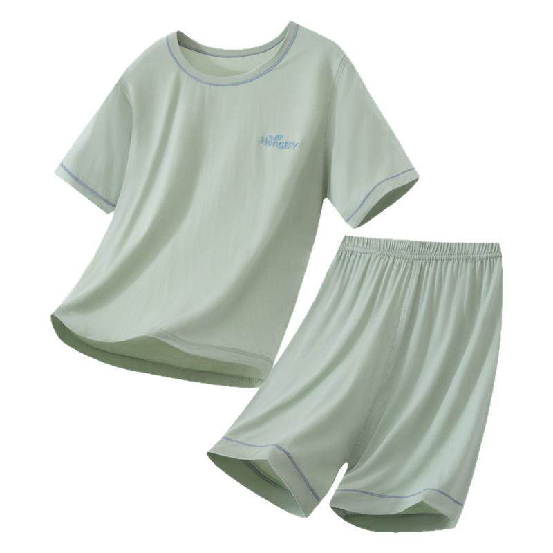 儿童睡衣男孩夏季薄款男童女童男大童夏莫代尔短袖短裤夏天家居服