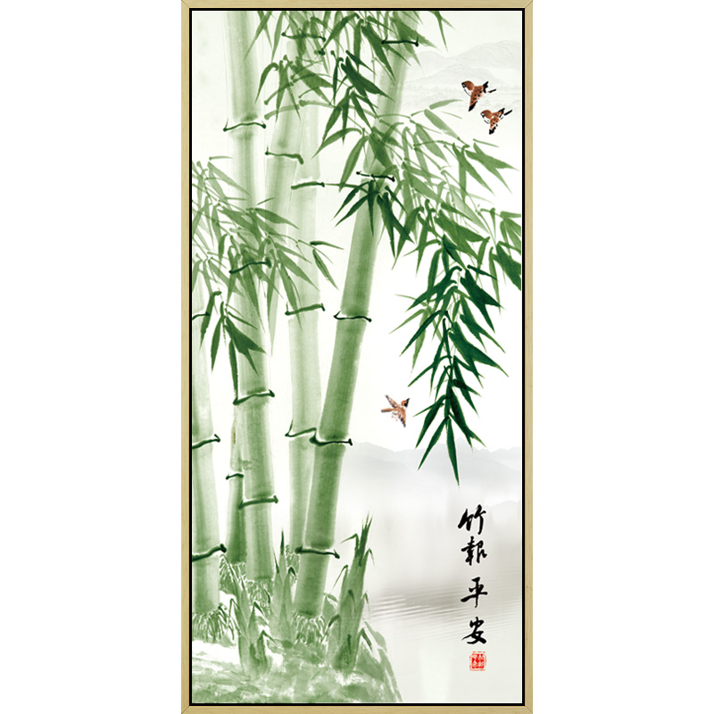 竹子风水玄关过道新中式简约挂画