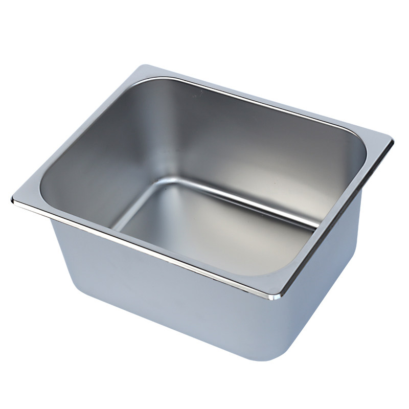 不锈钢商用油炸锅 份数盆自助餐冰激凌夜市长方形菜盆加厚煎锅