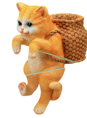 大冰洋造景猫咪背包缸边悬挂摆件