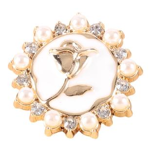 金属小香风纽扣珍珠水钻高端大衣毛衣开衫衣服上衣高档玫瑰花扣子