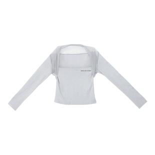 CBXLAB街舞潮牌辣妹网纱假两件美式修身长袖披肩式显瘦跳舞上衣女