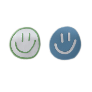 撞色笑脸耳钉甜美夏款耳饰耳环2024新款爆款高级感耳夹无耳洞女