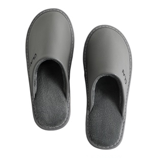 头层牛皮海宁真皮加绒保暖拖鞋冬季女加厚底防滑防水居家室内软底