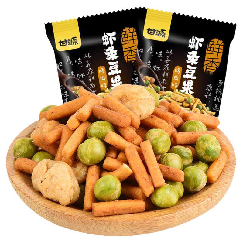 甘源鲜虾味烤肉虾条豆果小包装