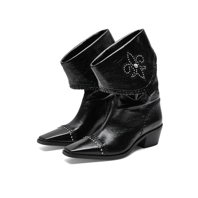 SugarSu游牧风鸢尾花堆堆西部靴