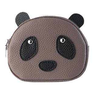 可爱熊猫零钱包真皮质感双层拉链收纳小包女士迷你便携钥匙硬币包