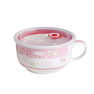 微波炉用陶瓷碗有带盖面碗饭盒便当盒带手柄的面碗密封汤碗保鲜碗