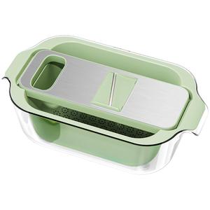 克欧克不锈钢切菜神器家用土豆切丝器多功能萝卜擦刨丝自带沥水篮