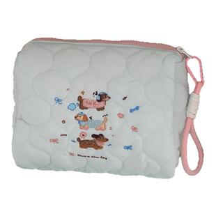 卡通刺绣小狗便携手提化妆包女大容量化妆品收纳包收纳袋洗漱包