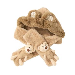 贝肽斯儿童帽子围巾一体帽秋冬男女童宝宝冬天防风保暖围脖护耳S