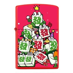 新年礼物发财火机麻将发发发金属外壳滑轮棉芯点火煤油打火机双面