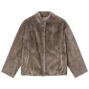 【爆款补单】诗篇专选轻奢简约立领宽松休闲皮草外套2025冬款