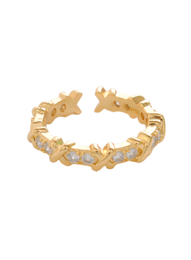 精致闪锆开口戒指女镀ins18k金