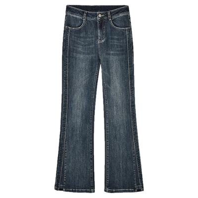 港风长裤遮胯宽牛仔裤