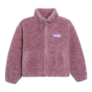 ANNA SUI安娜苏运动 经典紫色仿羊羔毛短款外套夹克加厚冬小个子