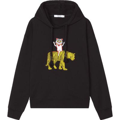 素然3ge3project 女士休闲艺术家联名款刺绣连帽卫衣