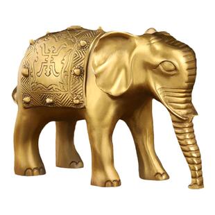 纯黄铜大象摆件一对铜象吸水象客厅家居酒柜玄关办公室装饰工艺品