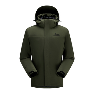 Jeep吉普羽绒三合一冲锋衣男士户外防风登山服秋冬东北保暖外套爸