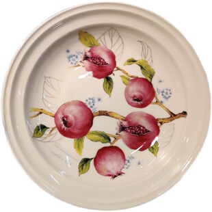 韩国石榴花家用盘子菜盘骨瓷圆盘方盘大中小号碟平盘汤盘釉下彩