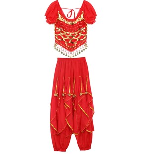 儿童舞蹈服印度舞演出服新疆舞表演服女童肚皮舞少儿民族演出服装
