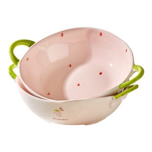 陶瓷双耳汤碗可爱少女心高颜值泡面碗螺蛳粉碗大号汤盆网红餐具