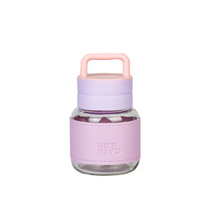 胖胖杯牛奶摇摇杯提手可爱玻璃水杯咖啡杯带杯套便携小奶杯玻璃杯