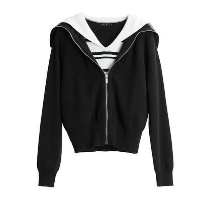 黑色毛衣ELLE式设计针织衫