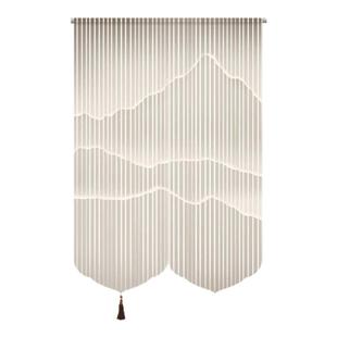 中式古风山水透景门帘隔断帘玄关过道书房半截挂帘装饰帘子免打孔