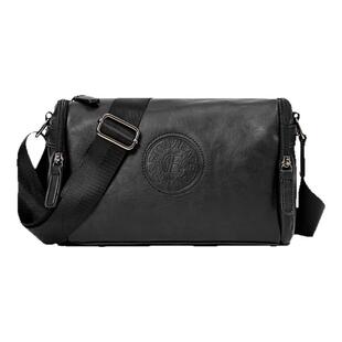 潮牌斜挎包男款休闲小包皮质单肩包韩版通勤背包高级感男士枕头包