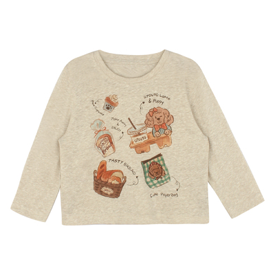 大耳象女童印花长袖T恤2026春季新款宝儿休闲百搭宽松圆领上衣