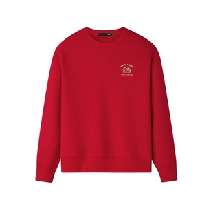 海澜之家马年贺岁本命年大红卫衣26春新圆领绣花马长袖男新年礼物