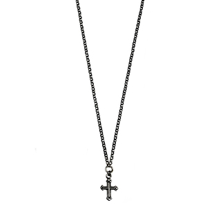 从不睡觉 暗黑Werkstatt Munchen风格小众迷你十字架纯925银项链