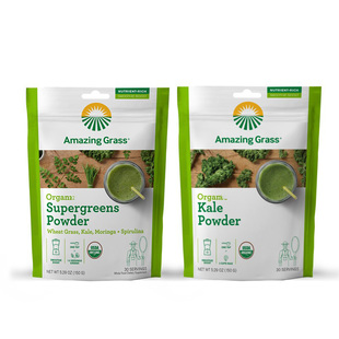 AG美国amazing grass冻干羽衣甘蓝螺旋藻辣木超级绿粉Kale清体饮