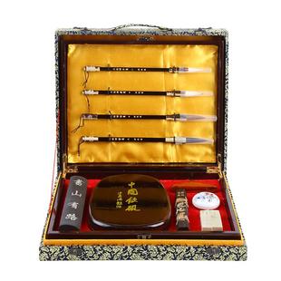 文房四宝礼盒毛笔镇纸砚台墨条徽墨端砚专业笔墨纸砚毛笔字礼物套装精品高级高档书法摆件送礼用品