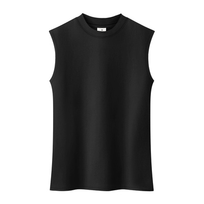 黑色半高领背心女打底无袖t恤